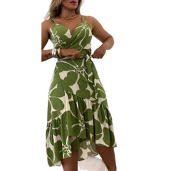 2025 summer fashion women's cross collar ornaments print pattern